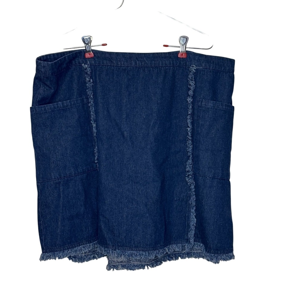 UMGEE Womens Blue Denim Fringe Pencil Skirt Pockets Back Zip WC2558 2XL